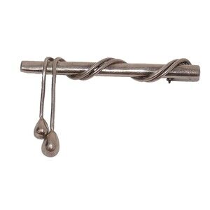 Mexican TV 63 Sterling Silver 925 Wrapped Bar Drip Modernist Brooch Pin